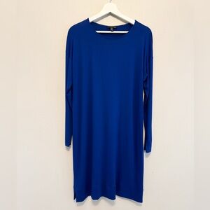 EUC Eileen Fisher jersey stretch long sleeve dress in royal blue. Size S.